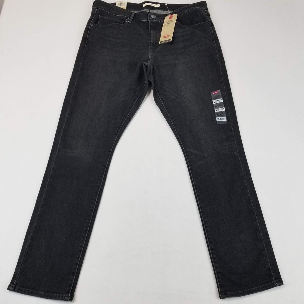 Levis Mid Rise Skinny Jeans Womens 16 Black Stretch Sculpt W33 L30 NWT Pants - Picture 1 of 16